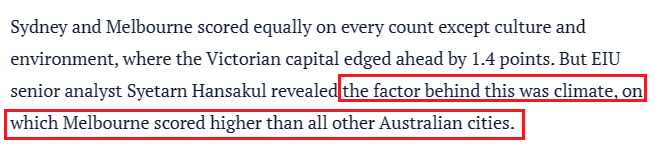 全澳第一！墨尔本重夺全球最宜居城市季军！专家称因为天气好！还有两个坏消息，维州人要注意了！