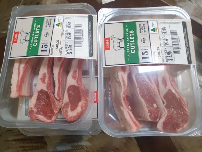 The Coles shopper picked up six lamb cutlet packs for just $21.72.