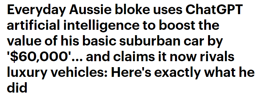 旧车变超跑！澳男用ChatGPT改装汽车，摇身一变增值$6万，性能堪比奔驰宝马（组图）