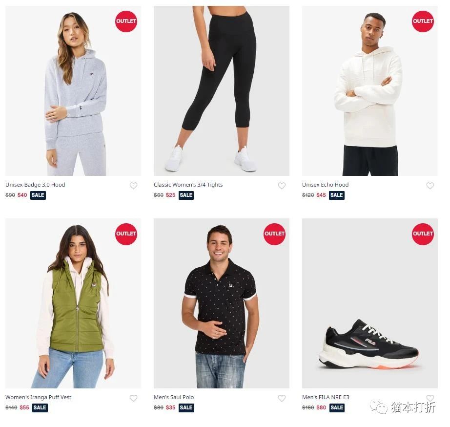 FILA 财年促销开始！全场最高70%折扣！  有卫衣、休闲裤、T恤、羽绒背心、紧身裤、运动鞋等。  比如：  Men's FILA NRE E3 男士运动鞋     原价$180     现价$80  Unisex Badge 3.0 Hood卫衣   原价$90     现价$40  消费满$130包邮